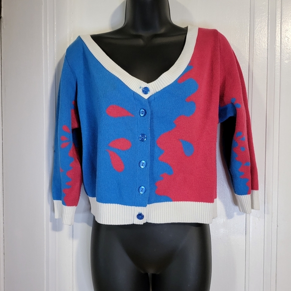 Elhoffer Design Make It Pink & Blue Cardigan ultra rare collab with Unique Vinta - Picture 3 of 4